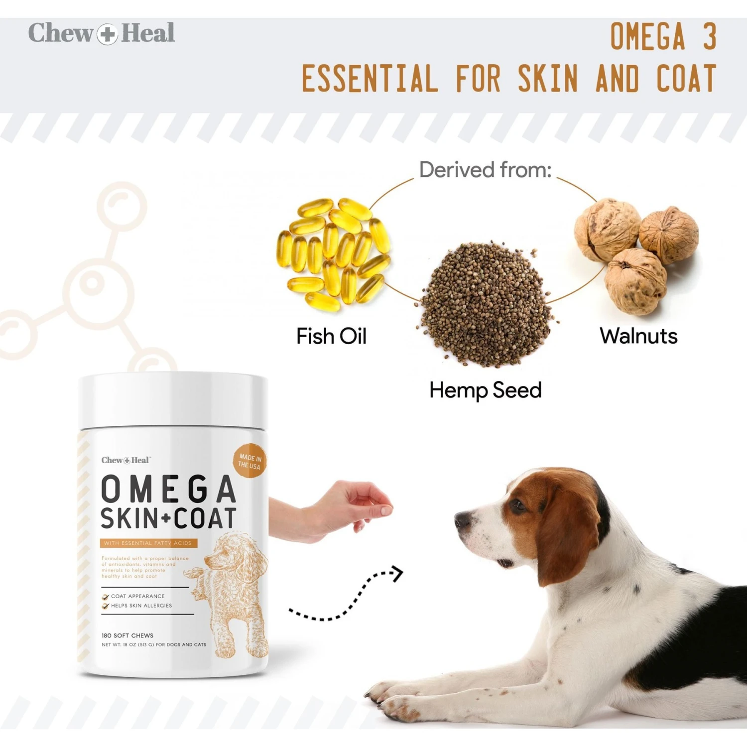 Chew + Heal Anxiety & Stress Dog Supplement & Chew + Heal Omega Skin + Coat Dog Supplement 9 Chew + Heal Anxiety & Stress Dog Supplement & Chew + Heal Omega Skin + Coat Dog Supplement - Image 9