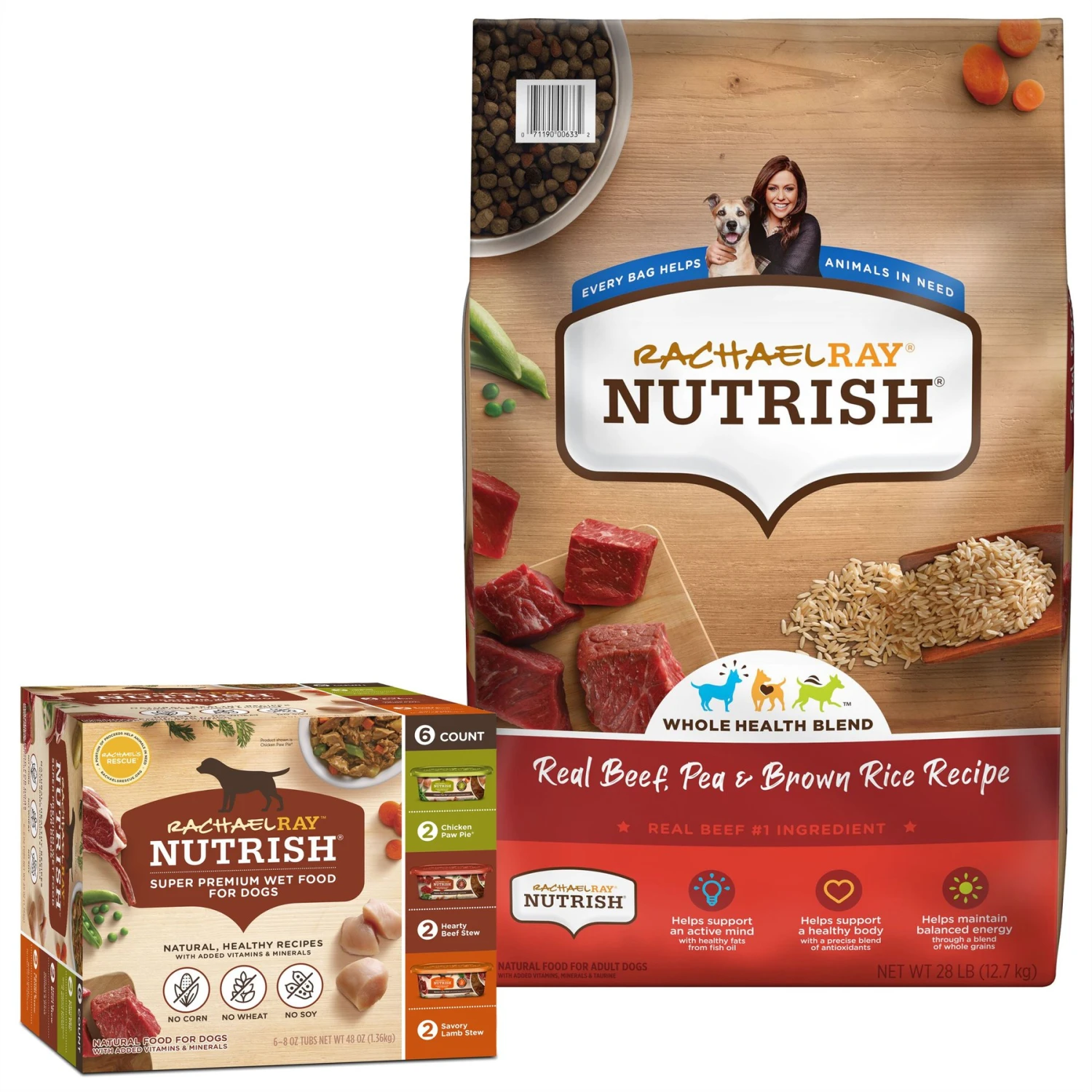 Rachael Ray Nutrish Real Beef, Pea, & Brown Rice Recipe Dry Dog Food & Rachael Ray Nutrish Natural Variety Pack Wet Dog Food 1 Rachael Ray Nutrish Real Beef, Pea, & Brown Rice Recipe Dry Dog Food & Rachael Ray Nutrish Natural Variety Pack Wet Dog Food