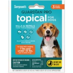 Sergeant's Guardian Pro Dog Flea & Tick Topical Treatment, Under 33-lb, 3 Count