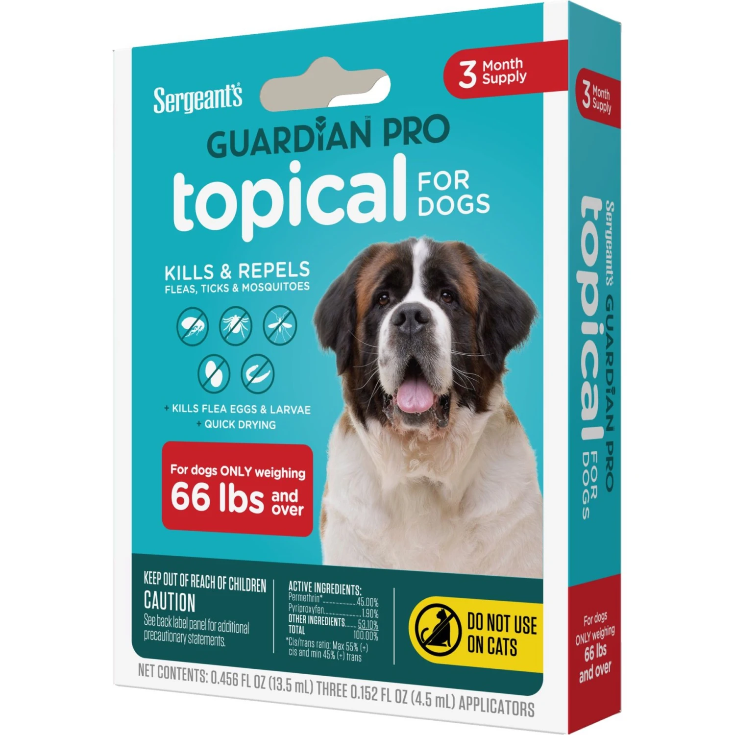 Sergeant's Guardian Dog Pro Flea & Tick Topical Treatment, Over 66-lb, 3 Count 2 Sergeant's Guardian Dog Pro Flea & Tick Topical Treatment, Over 66-lb, 3 Count - Image 2