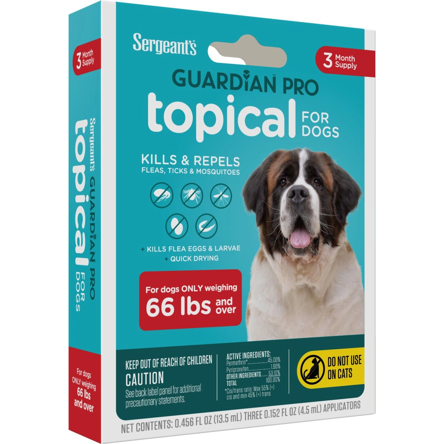Sergeant's Guardian Dog Pro Flea & Tick Topical Treatment, Over 66-lb, 3 Count 3 Sergeant's Guardian Dog Pro Flea & Tick Topical Treatment, Over 66-lb, 3 Count - Image 3