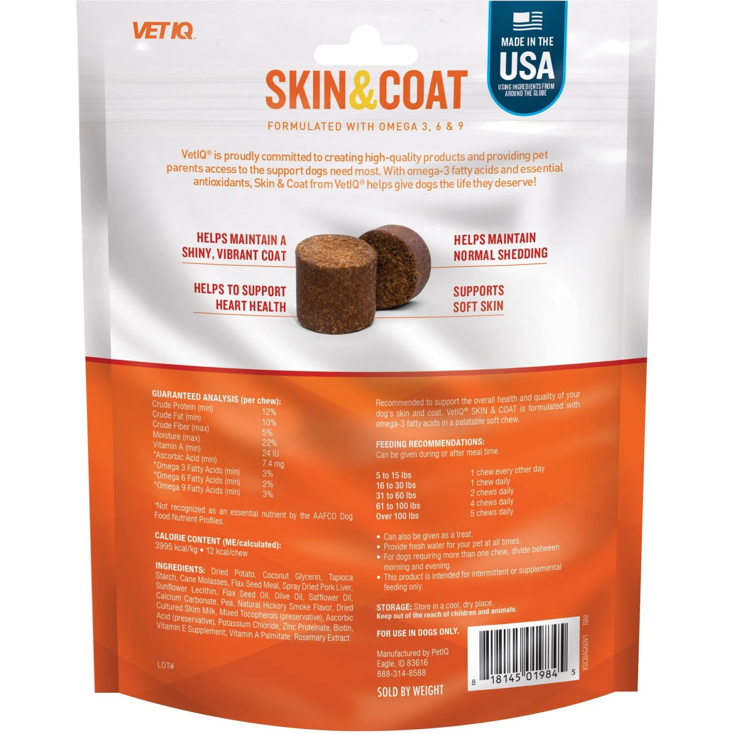 VetIQ Skin & Coat Soft Chew Supplement For Dogs 2 VetIQ Skin & Coat Soft Chew Supplement For Dogs - Image 2