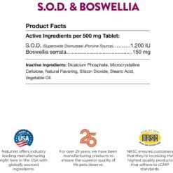 NaturVet S.O.D. Boswelia Chewable Tablets Joint Supplement For Dogs -Pet Wellness 77880 PT7. AC SS1800 V1698696413