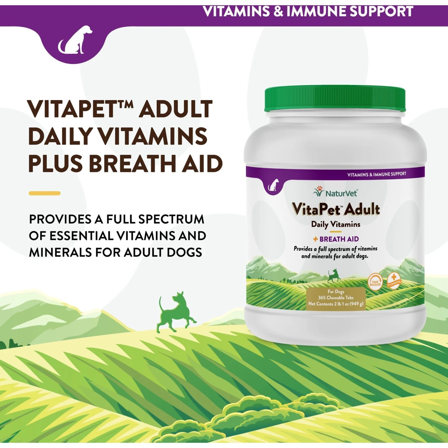 NaturVet VitaPet Adult Plus Breath Aid Chewable Tablets Multivitamin For Dogs 3 NaturVet VitaPet Adult Plus Breath Aid Chewable Tablets Multivitamin For Dogs - Image 3