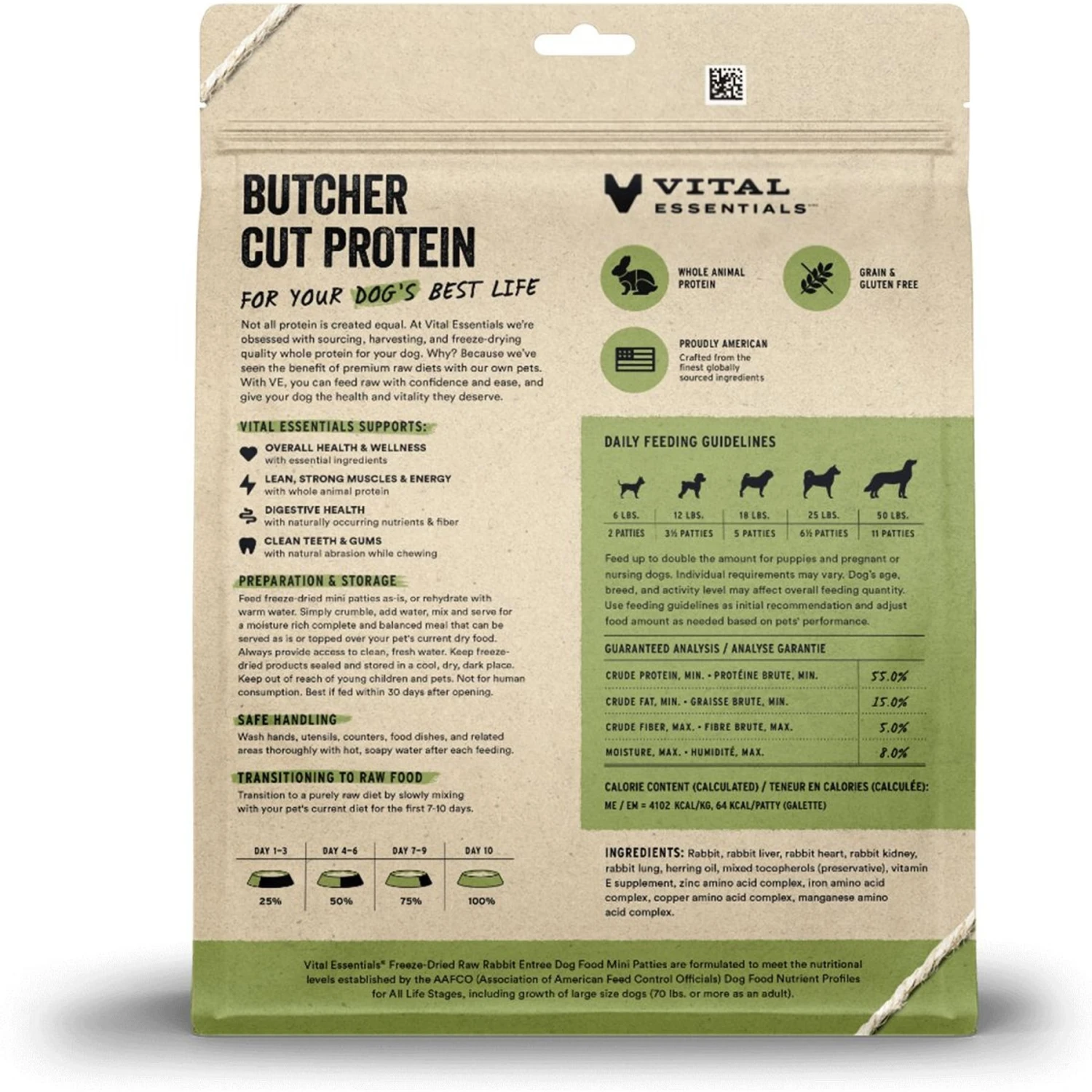 Vital Essentials Rabbit Mini Patties Entree Freeze-Dried Raw Dog Food 2 Vital Essentials Rabbit Mini Patties Entree Freeze-Dried Raw Dog Food - Image 2