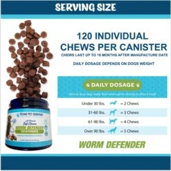 Texas Pet Company Worm Defender Soft Chews Supplement, 120 Count -Pet Wellness 793806 PT5. AC SS1800 V1680705771