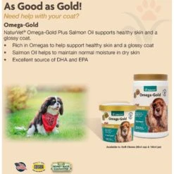NaturVet Omega-Gold Plus Salmon Oil Soft Chews Skin & Coat Supplement For Dogs & Cats -Pet Wellness 80384 PT3. AC SS1800 V1489184822