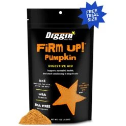 Diggin' Your Dog FiRM UP! Trial Size 100% Natural Pumpkin Flakes Anti Diarrheal Dog Digestive Supplement, 1-oz Bag