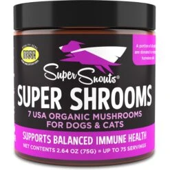 Super Snouts Super Shrooms Organic Super 7 Medicinal Mushroom Blend Dog Immunity Supplement, 2.6-oz Jar