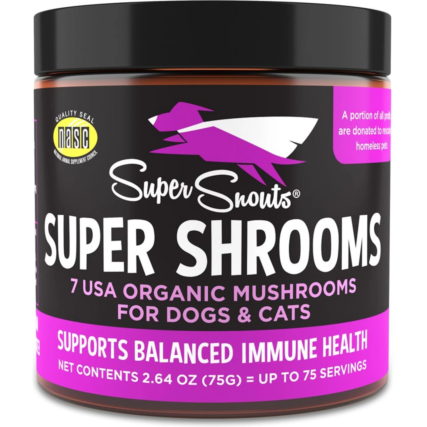 Super Snouts Super Shrooms Organic Super 7 Medicinal Mushroom Blend Dog Immunity Supplement, 2.6-oz Jar 1 Super Snouts Super Shrooms Organic Super 7 Medicinal Mushroom Blend Dog Immunity Supplement, 2.6-oz Jar