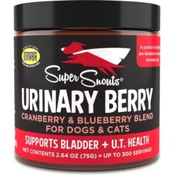 Super Snouts Berry Cranberry & Wild Blueberry Urinary Tract Dog Supplement, 2.6-oz Jar