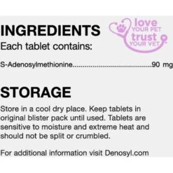 Nutramax Denosyl Tablets Liver & Brain Supplement For Small Dogs & Cats, 30 Count -Pet Wellness 81135 PT4. AC SS1800 V1668631695