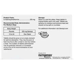 Nutramax Denosyl Tablets Liver & Brain Supplement For Medium Dogs, 30 Count -Pet Wellness 81137 PT8. AC SS1800 V1668631461