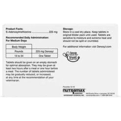 Nutramax Denosyl Tablets Liver & Brain Supplement For Large Dogs, 30 Count -Pet Wellness 81139 PT8. AC SS1800 V1668637483