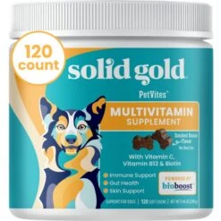 Solid Gold PetVites Multi-Vitamin Chews Supplement For Dogs, 120 Count