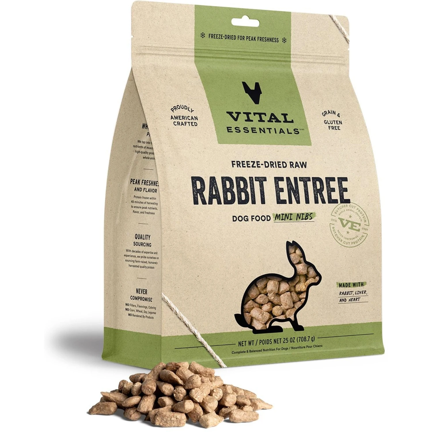 Vital Essentials Freeze-Dried Raw Rabbit Entree Mini Nibs Dog Food 1 Vital Essentials Freeze-Dried Raw Rabbit Entree Mini Nibs Dog Food