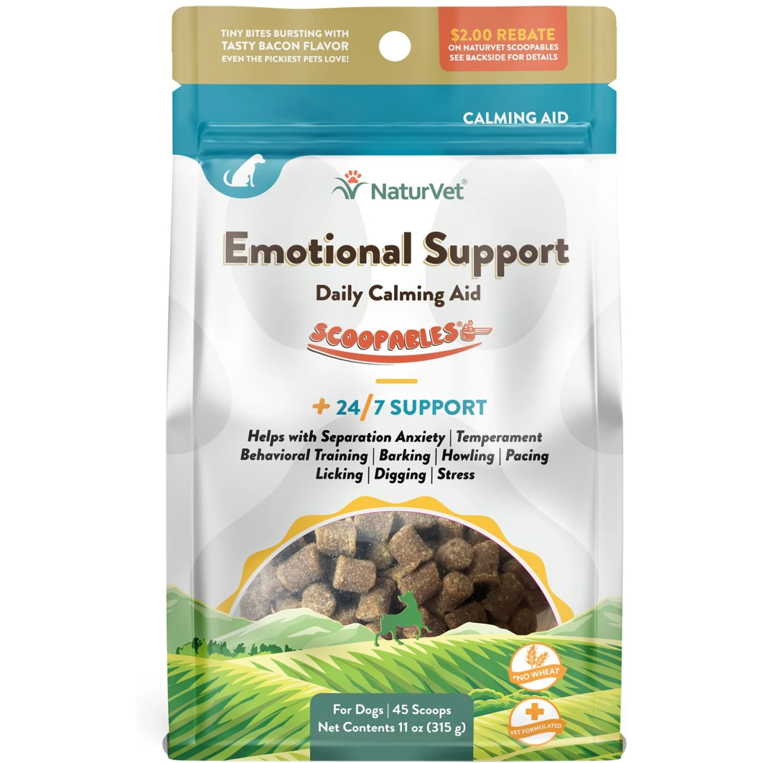 NaturVet Scoopables Emotional Support Daily Calming Aid Dog Supplement, 11-oz Bag 1 NaturVet Scoopables Emotional Support Daily Calming Aid Dog Supplement, 11-oz Bag