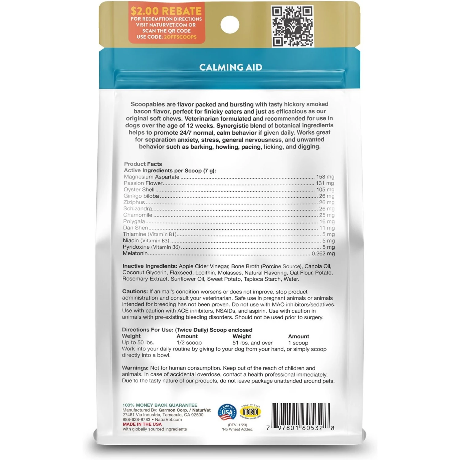 NaturVet Scoopables Emotional Support Daily Calming Aid Dog Supplement, 11-oz Bag 2 NaturVet Scoopables Emotional Support Daily Calming Aid Dog Supplement, 11-oz Bag - Image 2