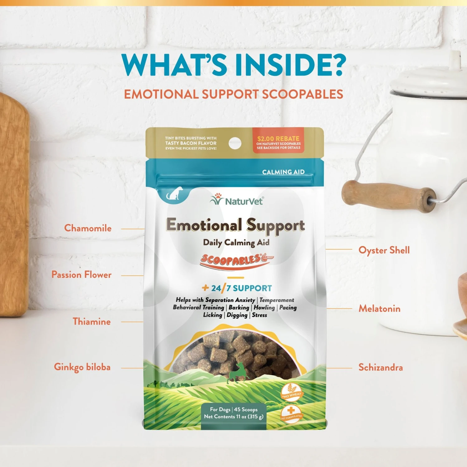 NaturVet Scoopables Emotional Support Daily Calming Aid Dog Supplement, 11-oz Bag 8 NaturVet Scoopables Emotional Support Daily Calming Aid Dog Supplement, 11-oz Bag - Image 8