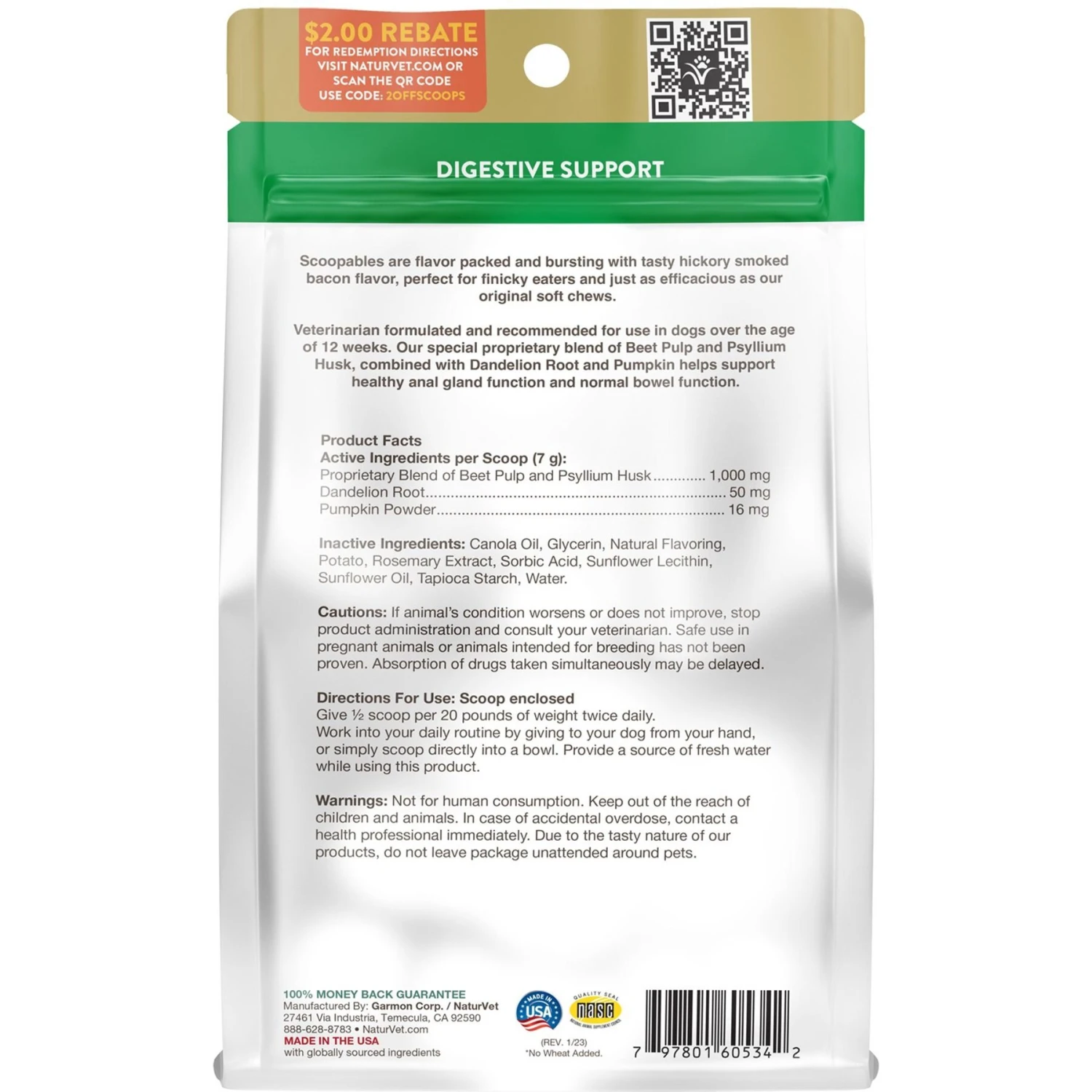 NaturVet Scoopables No Scoot Anal Gland Support Dog Supplement, 11-oz Bag 2 NaturVet Scoopables No Scoot Anal Gland Support Dog Supplement, 11-oz Bag - Image 2