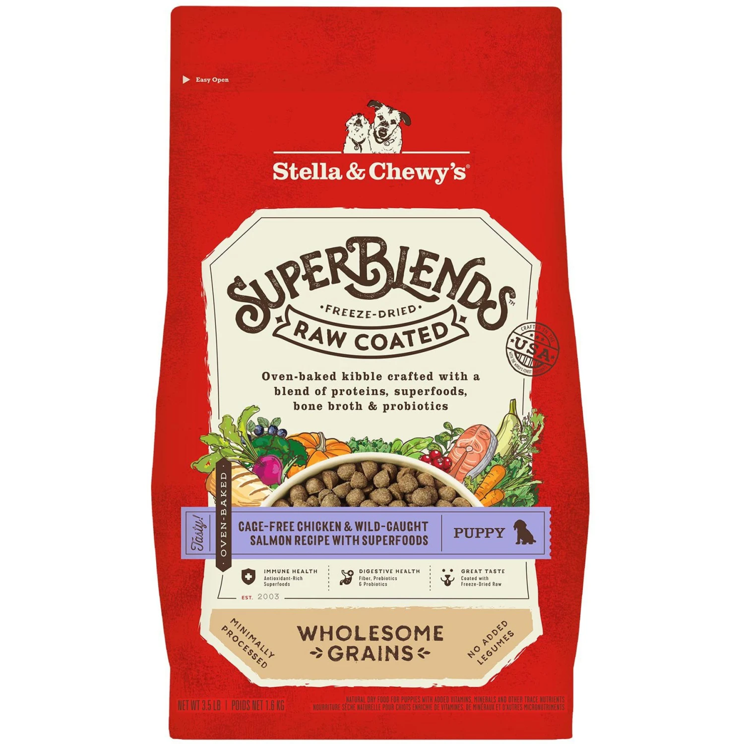 Stella & Chewy's SuperBlends Raw Coated Wholesome Grains Puppy Cage-Free Chicken & Wild-Caught Salmon Recipe With Superfoods Dry Dog Food 1 Stella & Chewy's SuperBlends Raw Coated Wholesome Grains Puppy Cage-Free Chicken & Wild-Caught Salmon Recipe With Superfoods Dry Dog Food