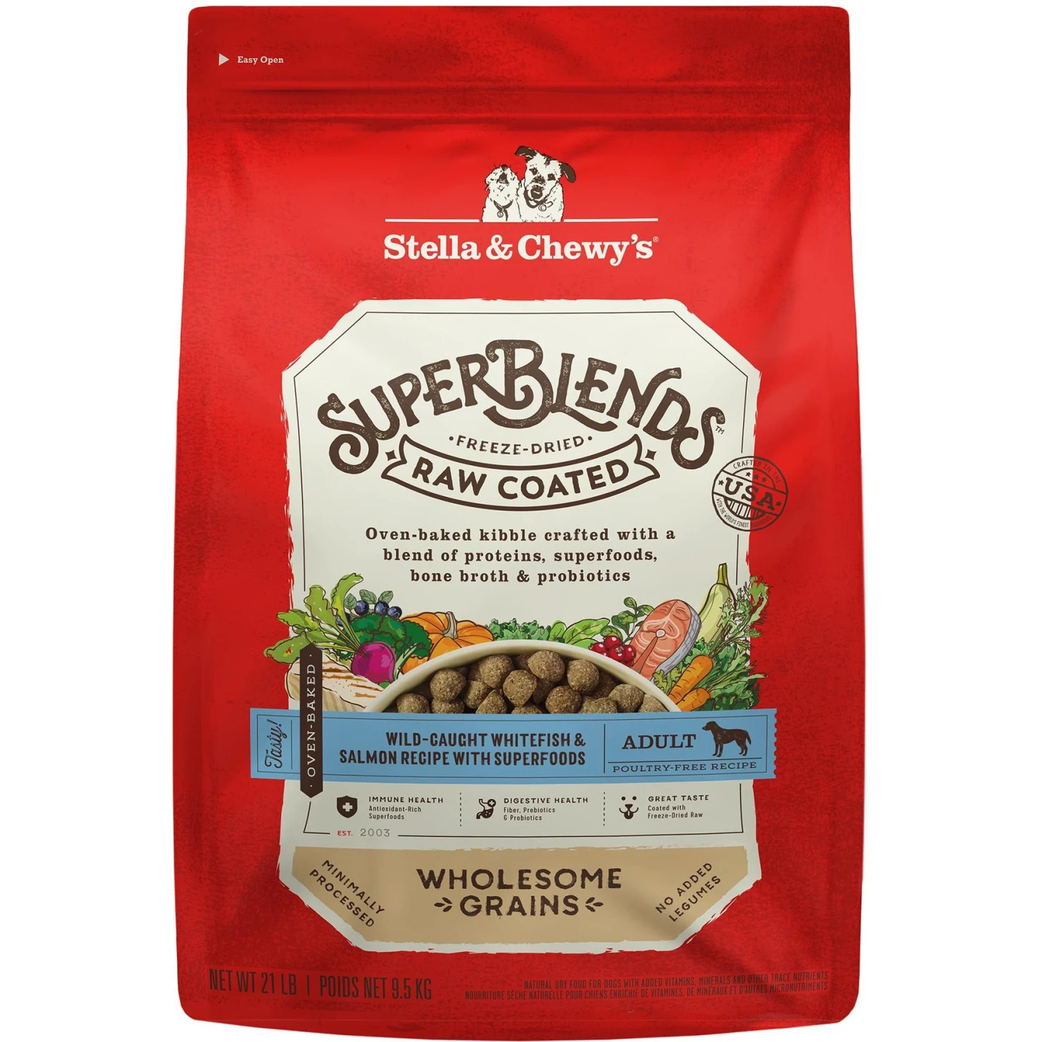 Stella & Chewy's SuperBlends Raw Coated Wholesome Grains Wild-Caught Whitefish & Salmon Recipe With Superfoods Dry Dog Food 1 Stella & Chewy's SuperBlends Raw Coated Wholesome Grains Wild-Caught Whitefish & Salmon Recipe With Superfoods Dry Dog Food