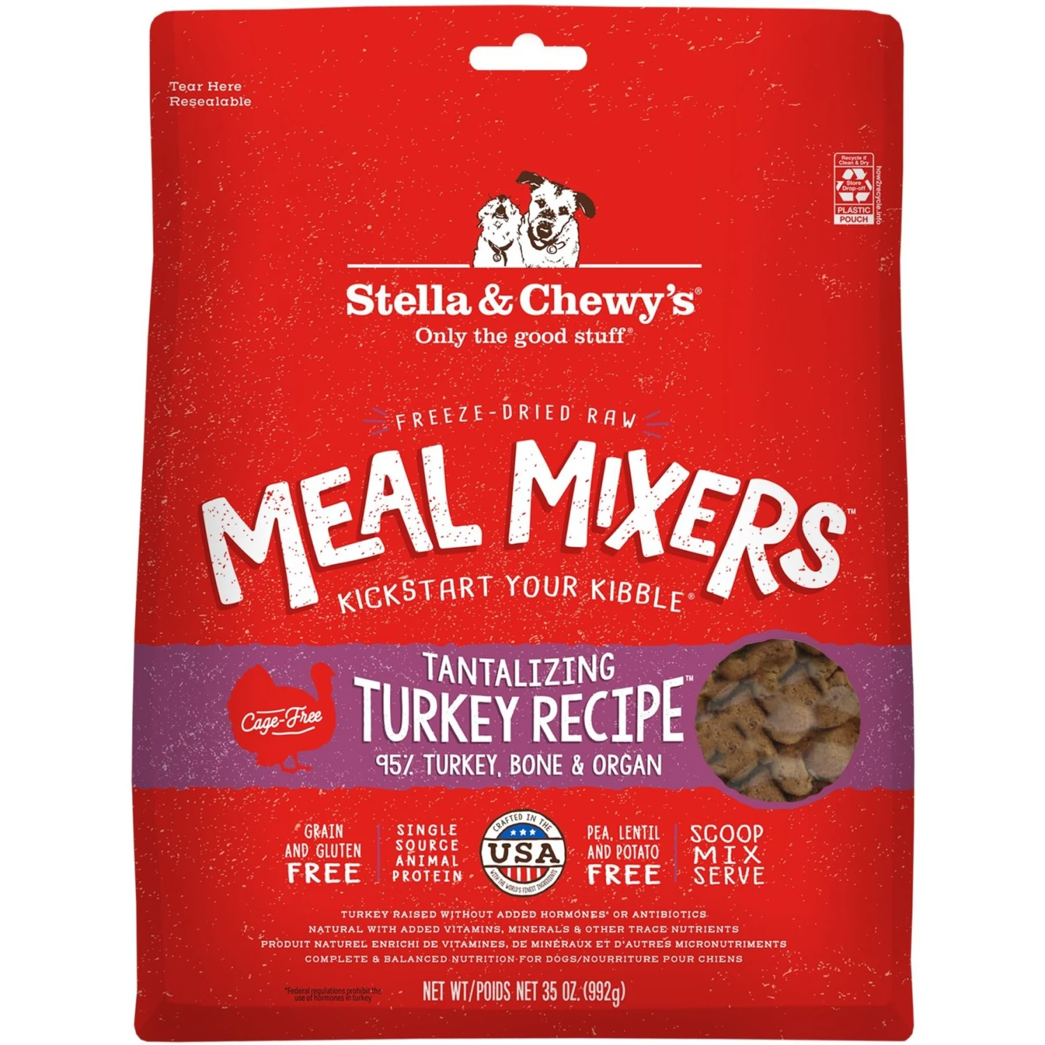 Stella & Chewy's Freeze-Dried Grain-Free Protein Rich Recipe Raw Tantalizing Turkey Meal Mixer Dog Food Topper, 35-oz Bag 1 Stella & Chewy's Freeze-Dried Grain-Free Protein Rich Recipe Raw Tantalizing Turkey Meal Mixer Dog Food Topper, 35-oz Bag