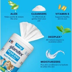 Vetnique Labs Glandex Wipes Rear End Anal Gland Cleansing & Deodorizing Hygienic Rear End Boot The Scoot Dog & Cat Wipes & Vetnique Labs Glandex Anal Gland Medicated Anti Itch Spray For Dogs & Cats, 4-oz Bottle -Pet Wellness 826438 PT3. AC SS1800 V1681332404