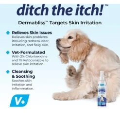 Vetnique Labs Dermabliss Medicated Skin Wipes Anti-Bacterial & Anti-Fungal Medicated Hot Spot & Skin Fold Dog & Cat Wipes, 50 Count & Vetnique Labs Dermabliss Anti-Bacterial & Anti-Fungal Ketoconazole Dog & Cat Spray, 8-oz Bottle -Pet Wellness 826486 PT4. AC SS1800 V1698094653