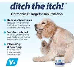 Vetnique Labs Dermabliss Medicated Skin Wipes Anti-Bacterial & Anti-Fungal Medicated Hot Spot & Skin Fold Dog & Cat Wipes, 50 Count & Vetnique Labs Dermabliss Anti-Bacterial & Anti-Fungal Ketoconazole Dog & Cat Spray, 8-oz Bottle -Pet Wellness 826486 PT7. AC SS1800 V1681331988