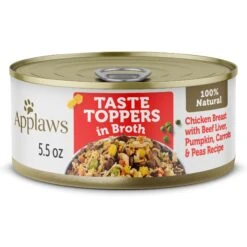 Applaws Taste Toppers Chicken Breast With Beef Liver, Pumpkin, Peas & Carrots In Broth Natural Wet Dog Food, 5.5-oz Pouch, Case Of 12