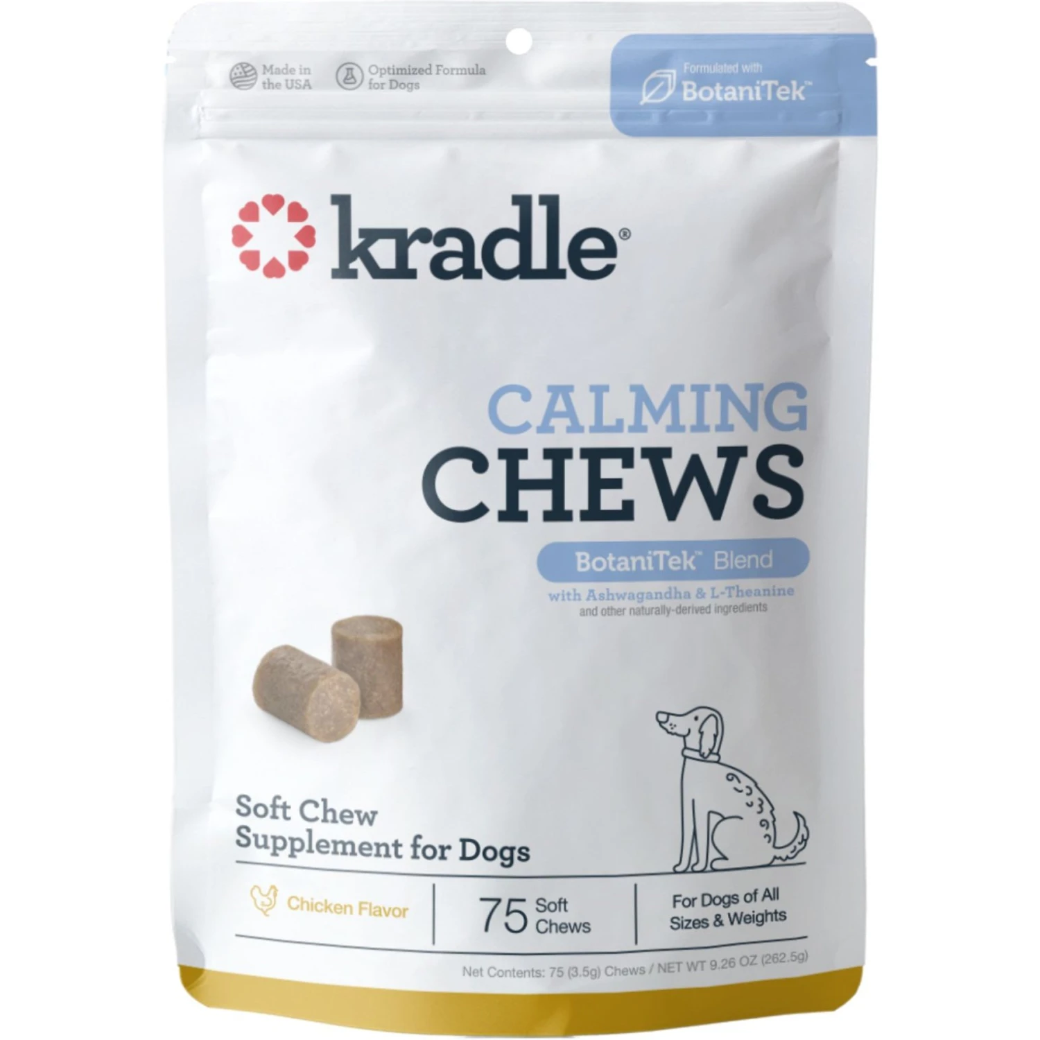 Kradle Calming Chews Chicken Flavored Soft Chew Supplement For Dogs, 75 Count 1 Kradle Calming Chews Chicken Flavored Soft Chew Supplement For Dogs, 75 Count