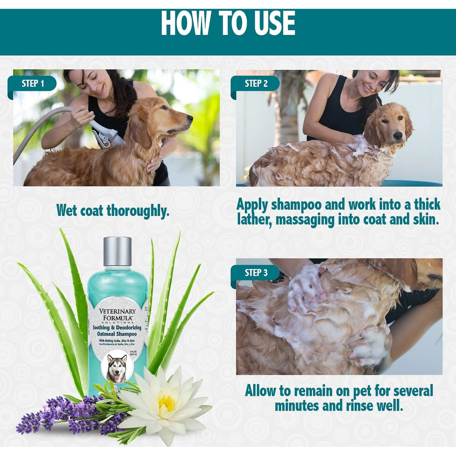 Veterinary Formula Solutions Soothing & Deodorizing Oatmeal Shampoo For Dogs & Cats 5 Veterinary Formula Solutions Soothing & Deodorizing Oatmeal Shampoo For Dogs & Cats - Image 5