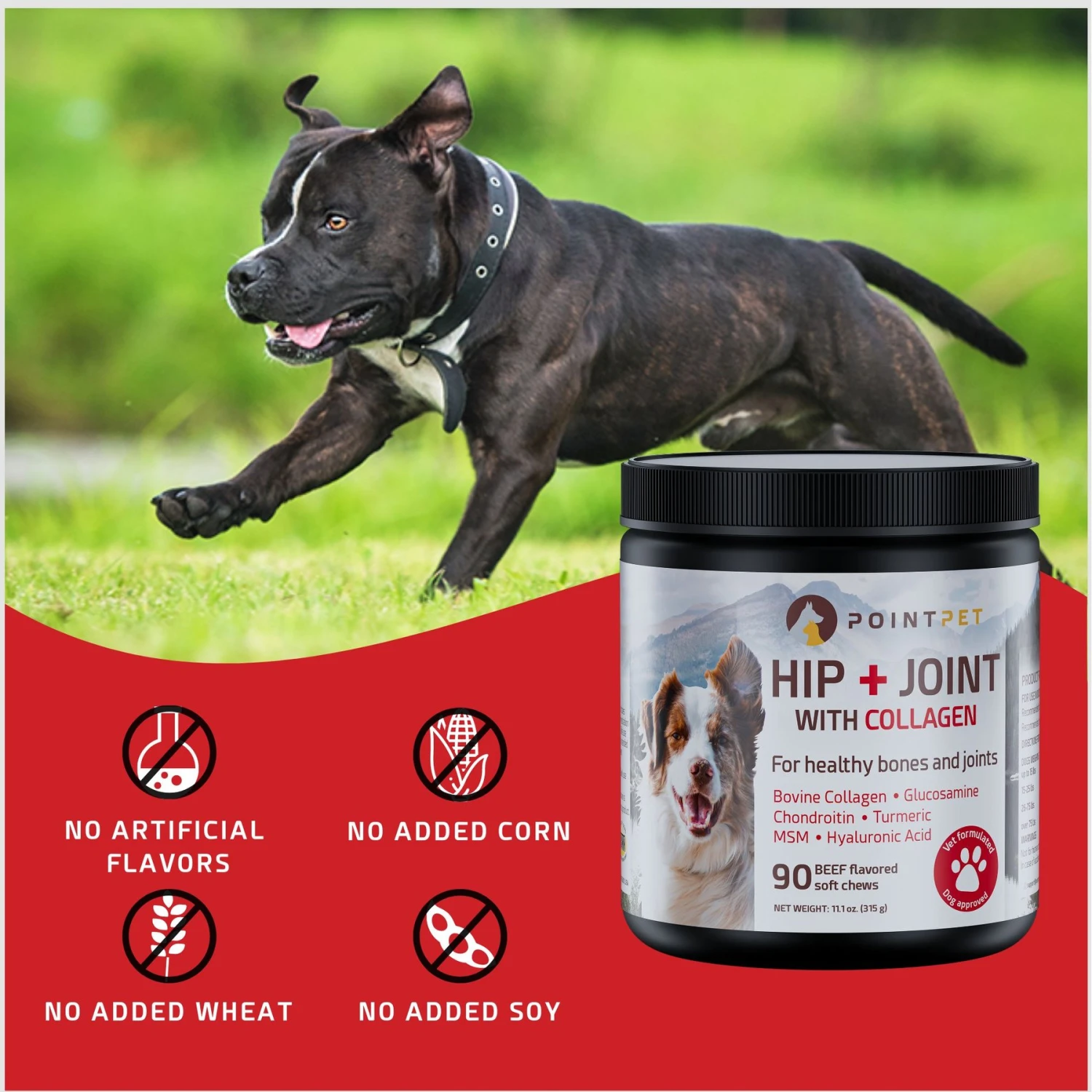PointPet Hip + Joint With Collagen Beef Flavored Dog Supplement, 90 Count 2 PointPet Hip + Joint With Collagen Beef Flavored Dog Supplement, 90 Count - Image 2