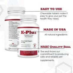 K-Plus Potassium Citrate Plus Cranberry Chewable Tablets For Dogs -Pet Wellness 84724 PT5. AC SS1800 V1680193228