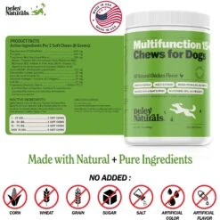 Deley Naturals 15-in-1 Multivitamin Chicken Flavor Dog Vitamin, 17-oz Bag, 120 Count -Pet Wellness 847462 PT5. AC SS1800 V1689786343