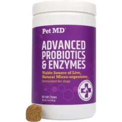 Pet MD PB6 Probiotics & Enzymes Dog Supplement, 60 Count