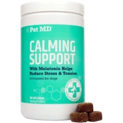Pet MD Calming Chews Enhanced With Melatonin & Ginger Supplement For Dogs, 60 Count