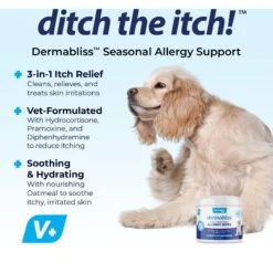 Vetnique Labs Dermabliss Medicated Hydrocortisone 3-In-1 Allergy Cat & Dog Wipes, 50 Count -Pet Wellness 861630 PT2. AC SS1800 V1698092433