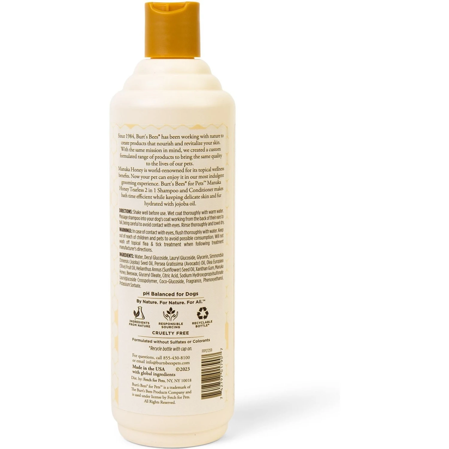 Burt's Bees Manuka Honey Tearless 2-in-1 Dog Shampoo & Conditioner, 16-oz Bottle 2 Burt's Bees Manuka Honey Tearless 2-in-1 Dog Shampoo & Conditioner, 16-oz Bottle - Image 2