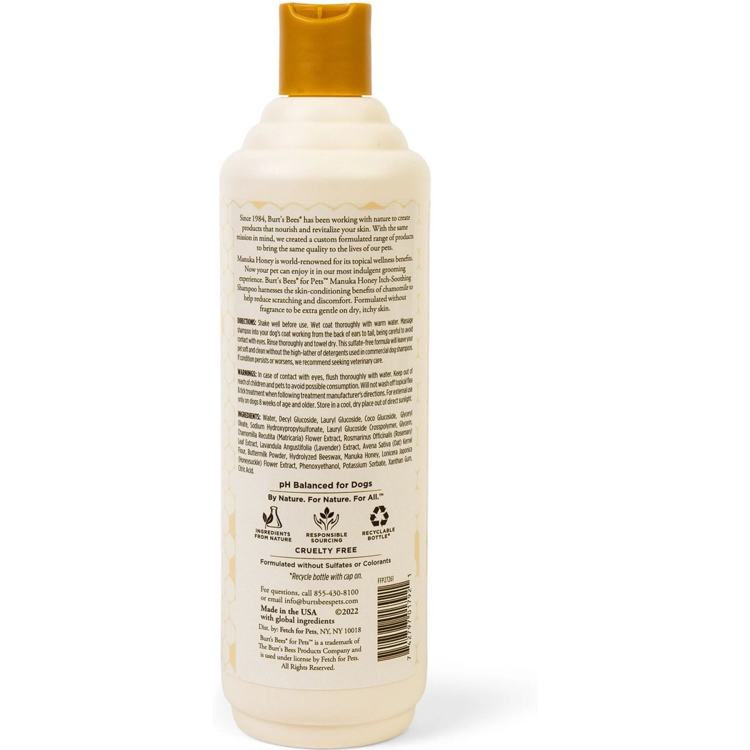 Burt's Bees Manuka Honey Itch Soothing Chamomile Dog Shampoo, 16-oz Bottle 2 Burt's Bees Manuka Honey Itch Soothing Chamomile Dog Shampoo, 16-oz Bottle - Image 2