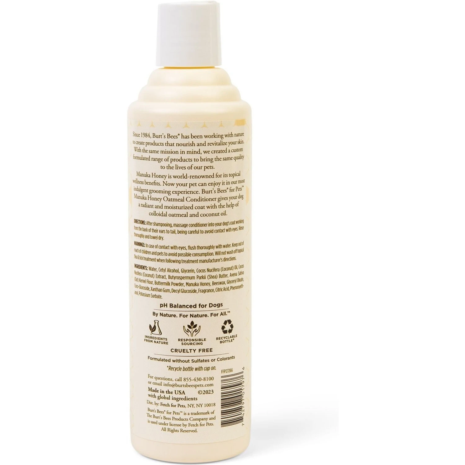 Burt's Bees Manuka Honey Oatmeal Coconut Oil Dog Conditioner, 10-oz Bottle 2 Burt's Bees Manuka Honey Oatmeal Coconut Oil Dog Conditioner, 10-oz Bottle - Image 2