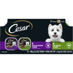 Cesar Classic Loaf In Sauce Top Sirloin & Grilled Chicken Flavors Variety Pack Grain-Free Small Breed Adult Wet Dog Food Trays