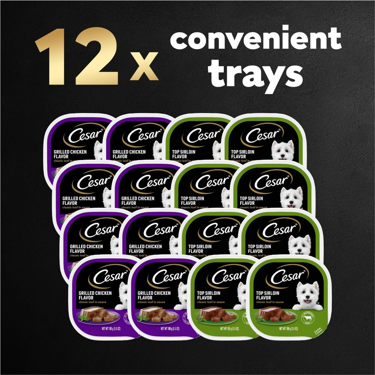 Cesar Classic Loaf In Sauce Top Sirloin & Grilled Chicken Flavors Variety Pack Grain-Free Small Breed Adult Wet Dog Food Trays 9 Cesar Classic Loaf In Sauce Top Sirloin & Grilled Chicken Flavors Variety Pack Grain-Free Small Breed Adult Wet Dog Food Trays - Image 9