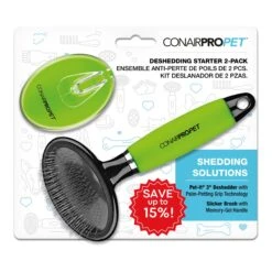 ConairPRO Deshedding Starter Value Pack Cat & Dog Grooming Tool, 2-Pack, Green