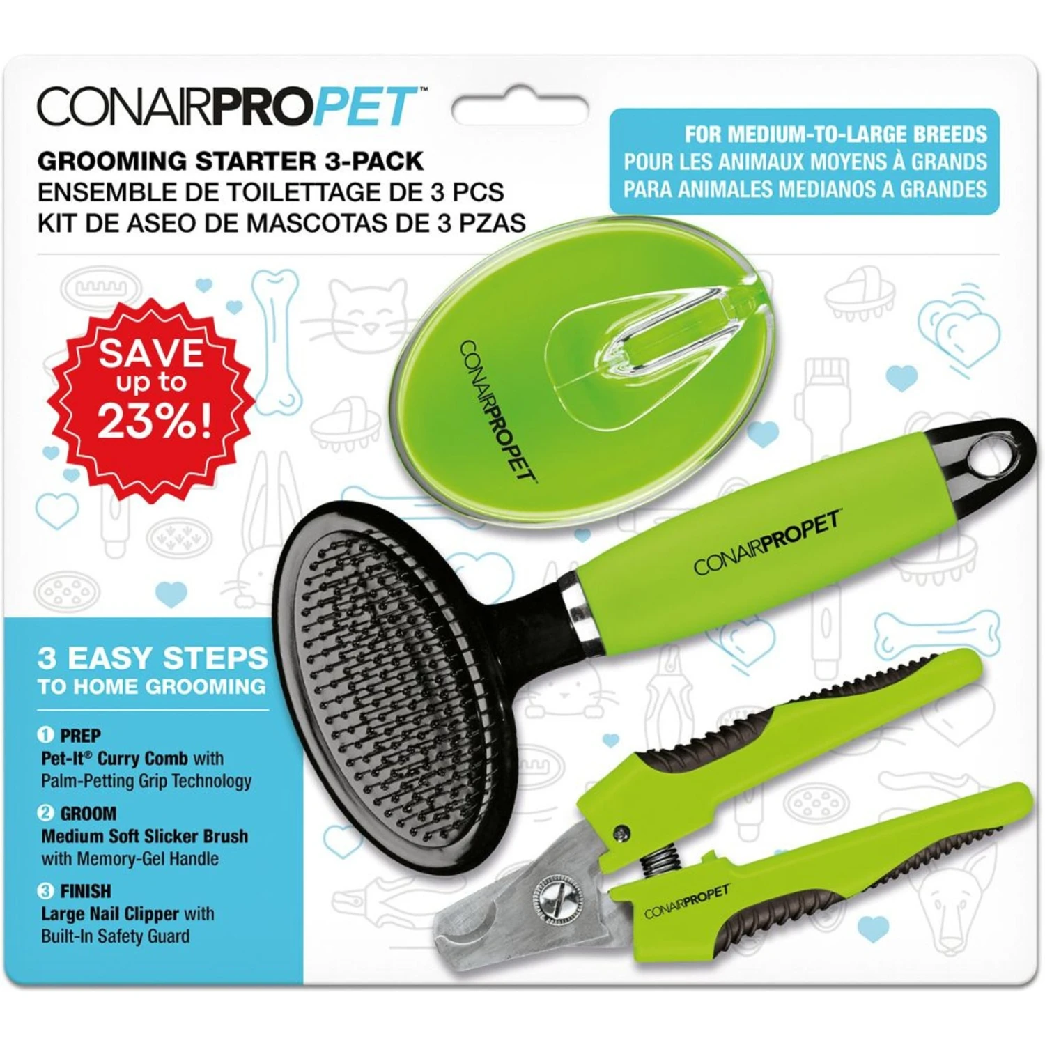 ConairPROPET Large Dog Grooming Starter Value Pack, 3-Pack 1 ConairPROPET Large Dog Grooming Starter Value Pack, 3-Pack