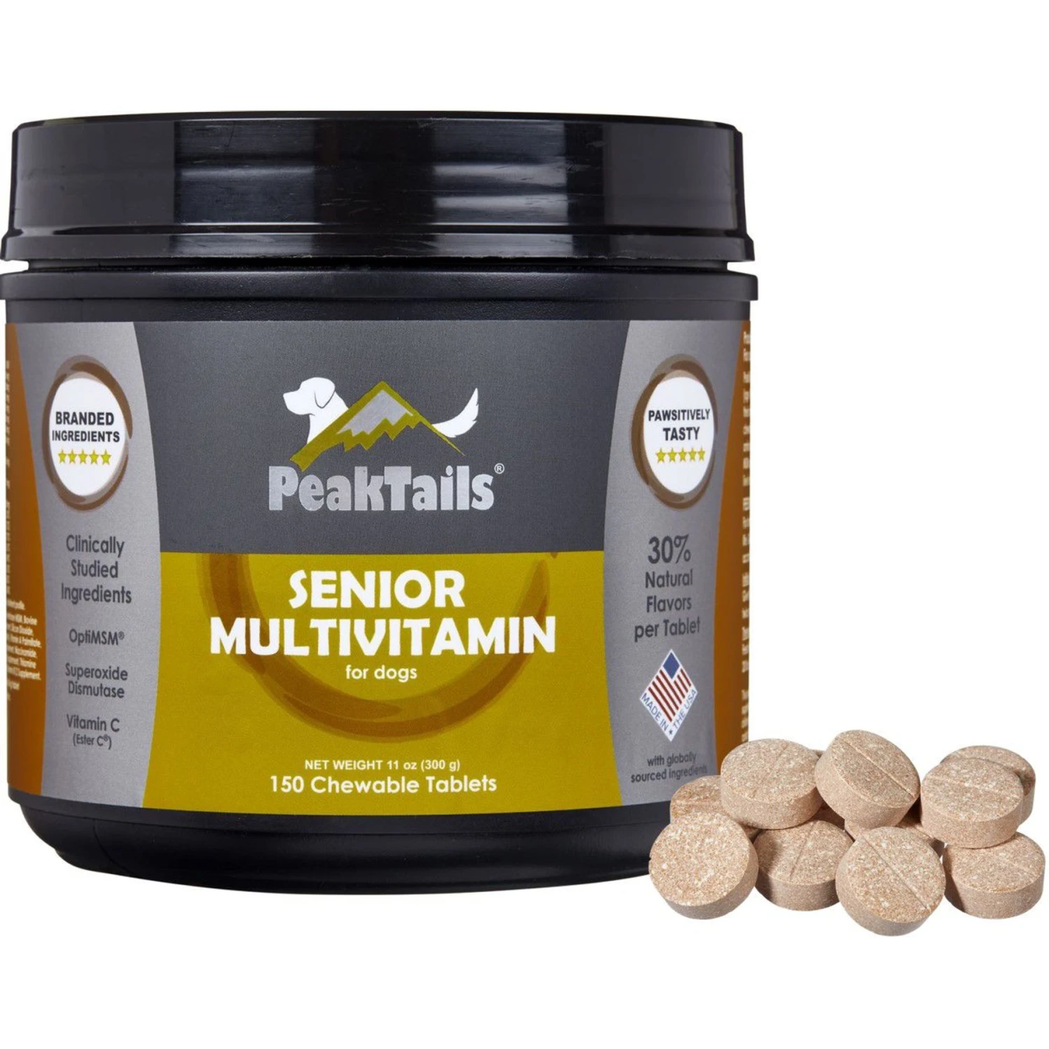 PeakTails Senior Multivitamin Tablet Supplement For Dogs 1 PeakTails Senior Multivitamin Tablet Supplement For Dogs