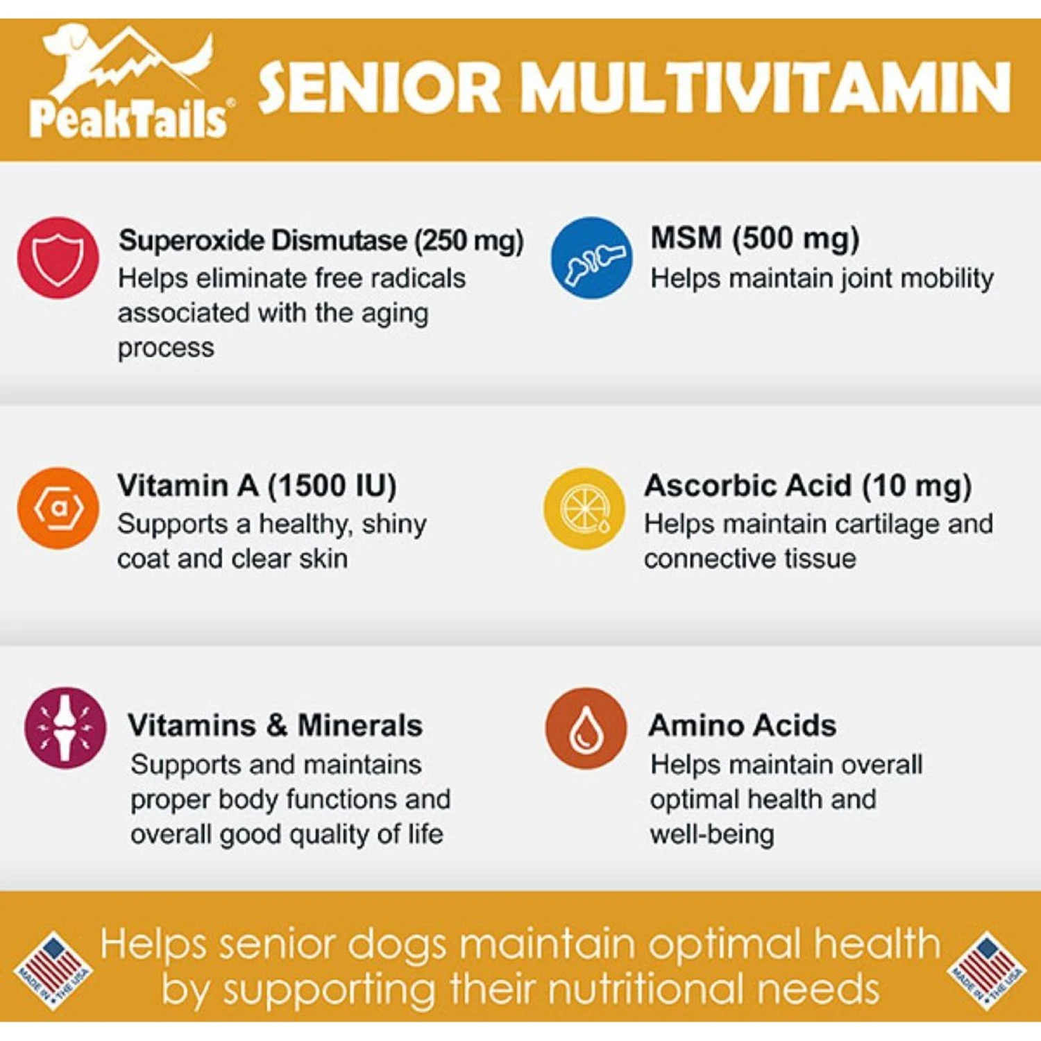 PeakTails Senior Multivitamin Tablet Supplement For Dogs 3 PeakTails Senior Multivitamin Tablet Supplement For Dogs - Image 3