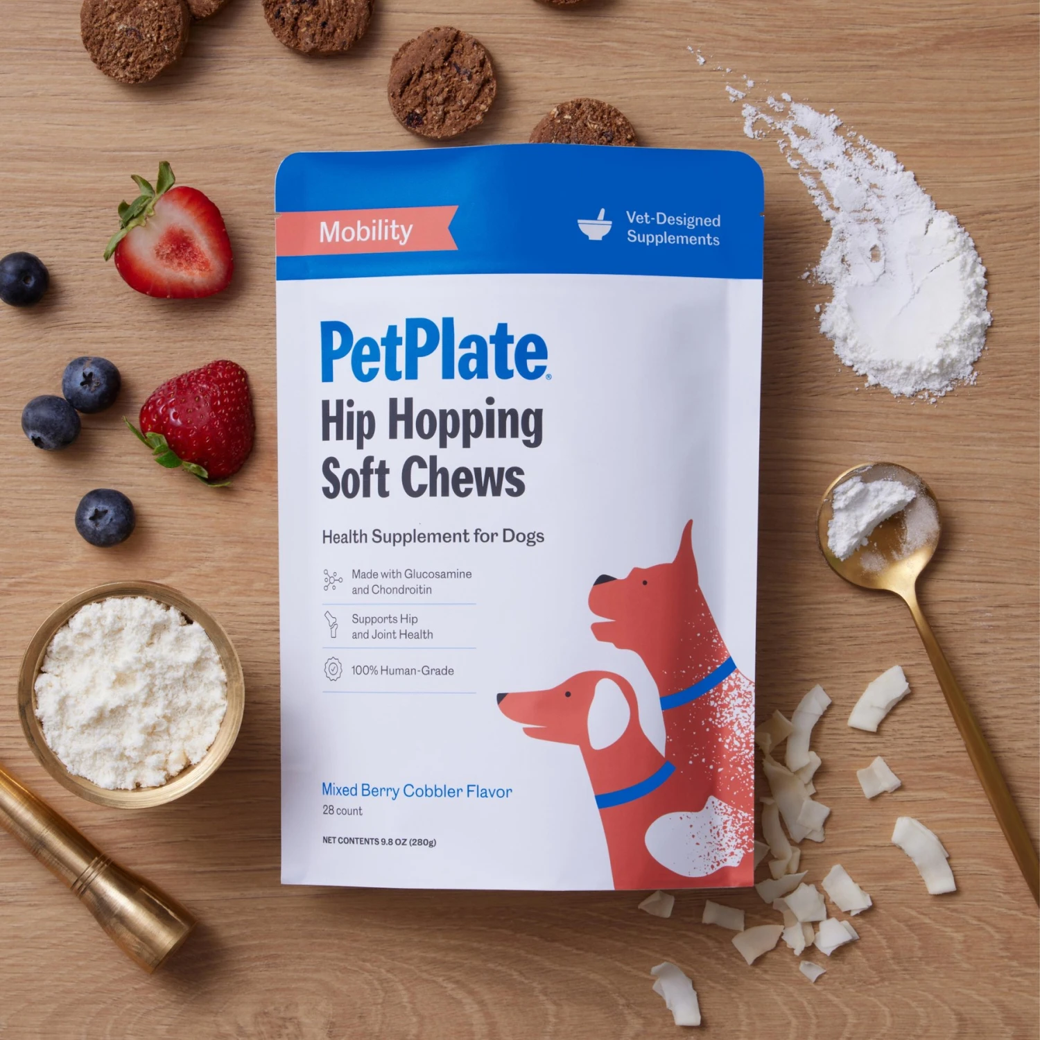 PetPlate Human Grade Hip Hoppin' Mobility Soft Chews Dog Supplement, 28 Count 2 PetPlate Human Grade Hip Hoppin' Mobility Soft Chews Dog Supplement, 28 Count - Image 2