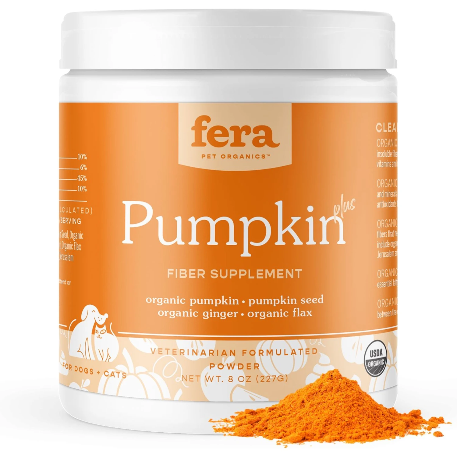Fera Pet Organics USDA Organic Pumpkin Plus Fiber Support For Dogs & Cats 1 Fera Pet Organics USDA Organic Pumpkin Plus Fiber Support For Dogs & Cats